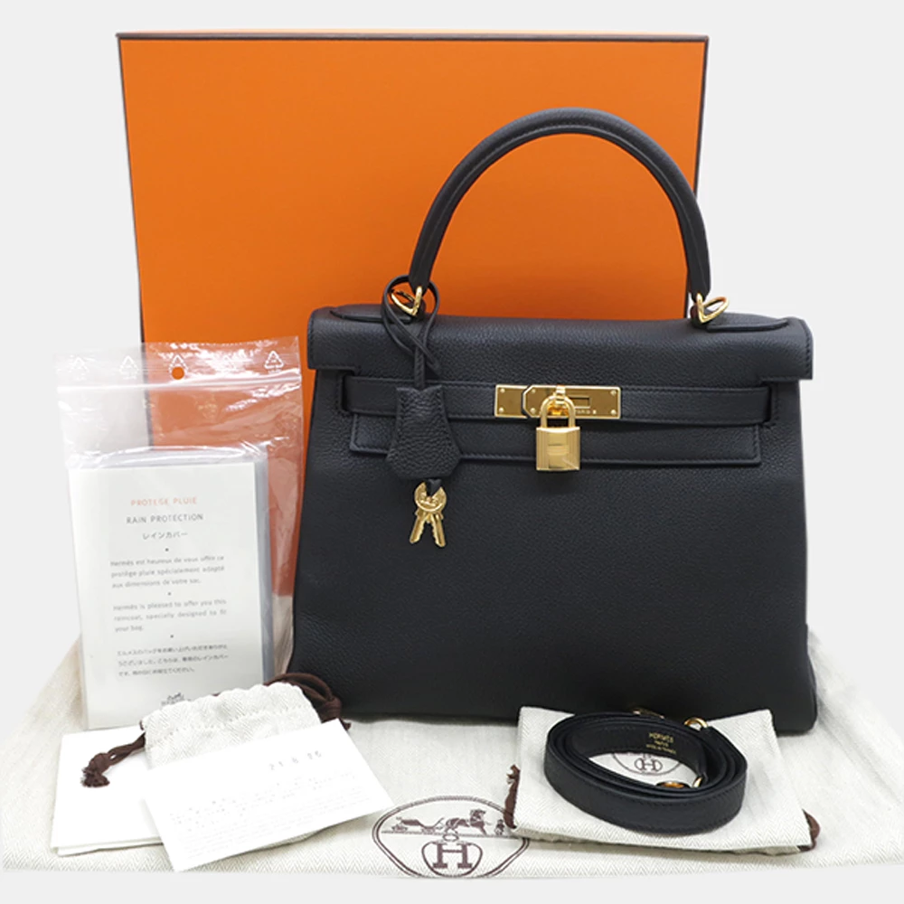 Hermes Black Togo Kelly 28 For Women 8 Hermes Black Togo Kelly 28 For Women - Image 6