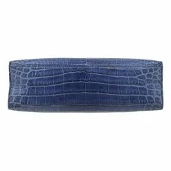 Hermes Blue Niloticus Crocodile Palladium Kelly Pochette For Women -Deals Hermes Store luxury women hermes used handbags p71471 005