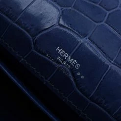 Hermes Blue Niloticus Crocodile Palladium Kelly Pochette For Women -Deals Hermes Store luxury women hermes used handbags p71471 007