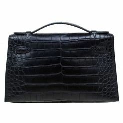 Hermes Black Alligator Palladium Kelly Pochette For Women 14 Hermes Black Alligator Palladium Kelly Pochette For Women -Deals Hermes Store luxury women hermes used handbags p71472 004