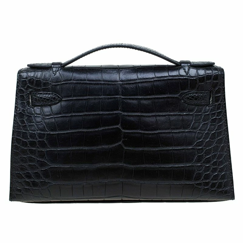 Hermes Black Alligator Palladium Kelly Pochette For Women 6 Hermes Black Alligator Palladium Kelly Pochette For Women - Image 4