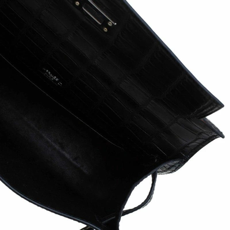Hermes Black Alligator Palladium Kelly Pochette For Women 8 Hermes Black Alligator Palladium Kelly Pochette For Women - Image 6