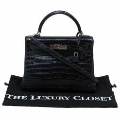 Hermes Black Niloticus Crocodile Palladium Hardware Kelly Retourne 28 Bag For Women -Deals Hermes Store luxury women hermes used handbags p71473 0008