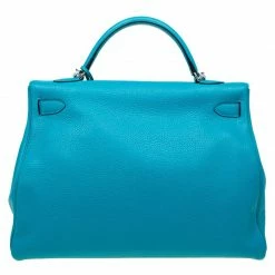 Hermes Turquoise Clemence Leather Palladium Hardware Kelly Retourne 40 Bag For Women 14 Hermes Turquoise Clemence Leather Palladium Hardware Kelly Retourne 40 Bag For Women -Deals Hermes Store luxury women hermes used handbags p71474 004