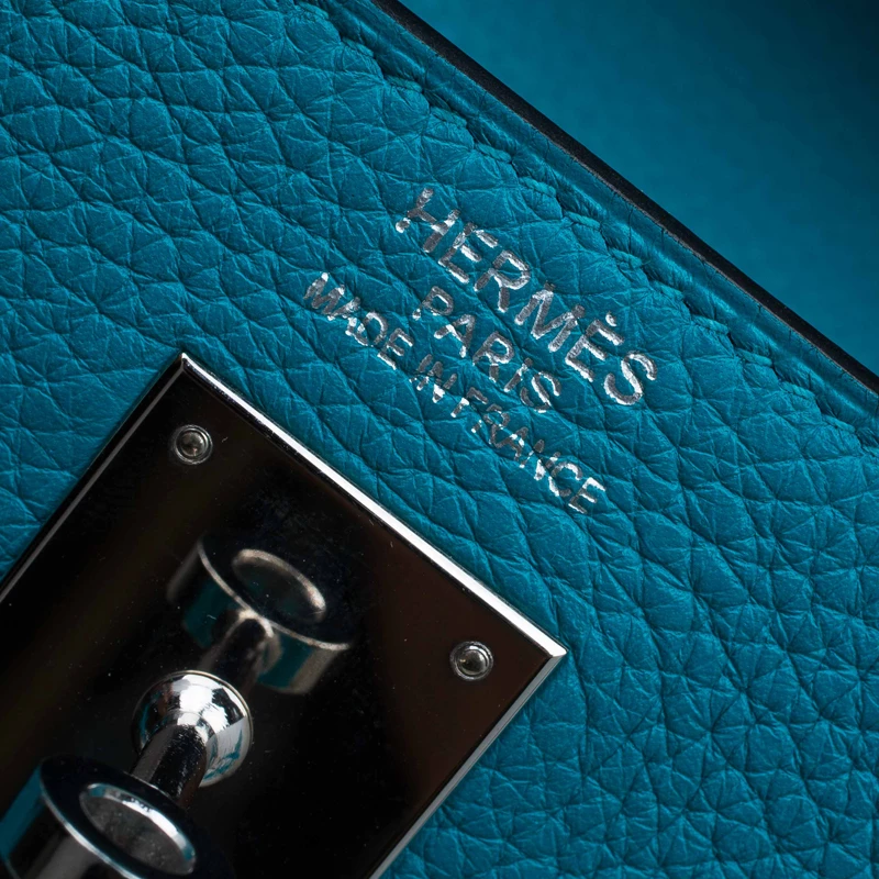 Hermes Turquoise Clemence Leather Palladium Hardware Kelly Retourne 40 Bag For Women 9 Hermes Turquoise Clemence Leather Palladium Hardware Kelly Retourne 40 Bag For Women - Image 7