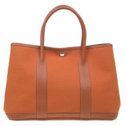 Hermes Orange Canvas/Leather Garden Party MM Tote Bag For Women -Deals Hermes Store luxury women hermes used handbags p73714 004