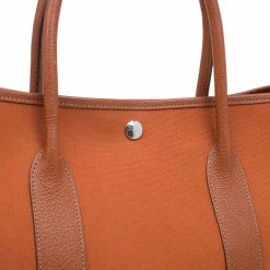 Hermes Orange Canvas/Leather Garden Party MM Tote Bag For Women -Deals Hermes Store luxury women hermes used handbags p73714 008