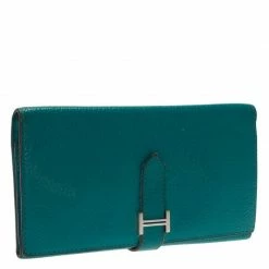 Hermes Green Chevre Bearn Gusset Tri-Fold Wallet For Women -Deals Hermes Store luxury women hermes used handbags p74679 003