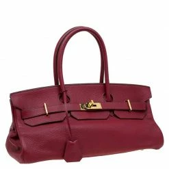 Hermes Vermillion Red Clemence Leather Gold Hardware Shoulder Birkin 42 Bag For Women -Deals Hermes Store luxury women hermes used handbags p76178 003