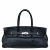Hermes Noir Clemence Leather Palladium Hardware Shoulder Birkin 42 Bag For Women