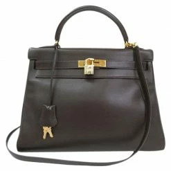 Hermes Ebene Veau Gulliver Leather Gold Hardware Kelly Retourne 32 For Women