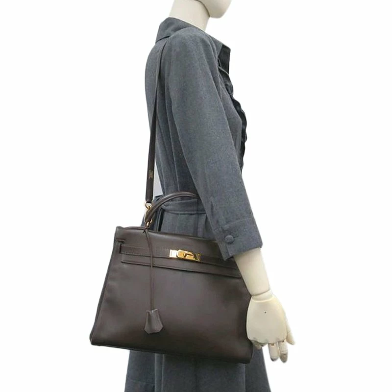 Hermes Ebene Veau Gulliver Leather Gold Hardware Kelly Retourne 32 For Women 4 Hermes Ebene Veau Gulliver Leather Gold Hardware Kelly Retourne 32 For Women - Image 2