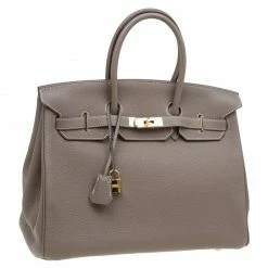 Hermes Etain Togo Leather Gold Hardware Birkin 35 Bag For Women -Deals Hermes Store luxury women hermes used handbags p81272 003