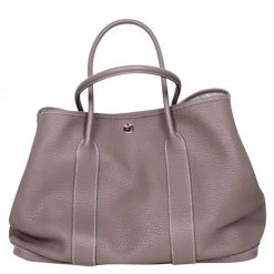 Hermes Grey Leather Garden Party MM Tote For Women -Deals Hermes Store luxury women hermes used handbags p81679 003