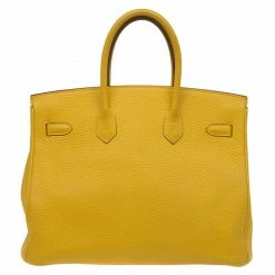Hermes Yellow Clemence Leather Gold Hardware Birkin 35 Bag For Women -Deals Hermes Store luxury women hermes used handbags p83748 004
