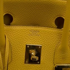 Hermes Yellow Clemence Leather Gold Hardware Birkin 35 Bag For Women -Deals Hermes Store luxury women hermes used handbags p83748 009