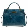 Hermes Blue Marine Porosus Crocodile Gold Hardware Kelly Sellier 32 Bag For Women 1 Hermes Blue Marine Porosus Crocodile Gold Hardware Kelly Sellier 32 Bag For Women -Deals Hermes Store luxury women hermes used handbags p84220 0001