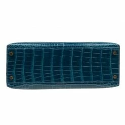 Hermes Blue Marine Porosus Crocodile Gold Hardware Kelly Sellier 32 Bag For Women -Deals Hermes Store luxury women hermes used handbags p84220 0006