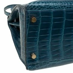 Hermes Blue Marine Porosus Crocodile Gold Hardware Kelly Sellier 32 Bag For Women -Deals Hermes Store luxury women hermes used handbags p84220 0011