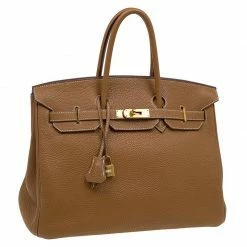Hermes Cognac Togo Leather Gold Hardware Birkin 35 Bag For Women -Deals Hermes Store luxury women hermes used handbags p86686 003