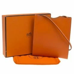 Hermes Orange Leather Onimaitou Pochette Crossbody Bag For Women -Deals Hermes Store luxury women hermes used handbags p87677 009