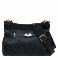 Hermes Black Taurillon Clemence Leather Jypsiere 34 Bag For Women