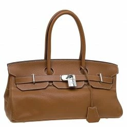 Hermes Brown Clemence Leather Palladium Hardware Shoulder Birkin 42 Bag For Women -Deals Hermes Store luxury women hermes used handbags p88131 003