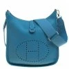 Hermes Blue Jean Clemence Leather Evelyne III PM Bag For Women -Deals Hermes Store luxury women hermes used handbags p92426 001
