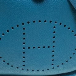 Hermes Blue Jean Clemence Leather Evelyne III PM Bag For Women -Deals Hermes Store luxury women hermes used handbags p92426 005