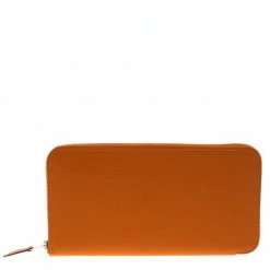 Hermes Orange Epsom Leather Azap Long Wallet For Women