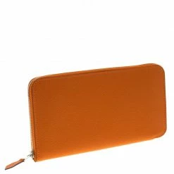 Hermes Orange Epsom Leather Azap Long Wallet For Women -Deals Hermes Store luxury women hermes used handbags p93220 003