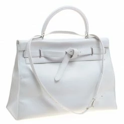 Hermes White Swift Leather Palladium Plated Kelly Flat 35 Bag For Women 16 Hermes White Swift Leather Palladium Plated Kelly Flat 35 Bag For Women -Deals Hermes Store luxury women hermes used handbags p93265 003
