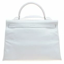 Hermes White Swift Leather Palladium Plated Kelly Flat 35 Bag For Women 17 Hermes White Swift Leather Palladium Plated Kelly Flat 35 Bag For Women -Deals Hermes Store luxury women hermes used handbags p93265 004