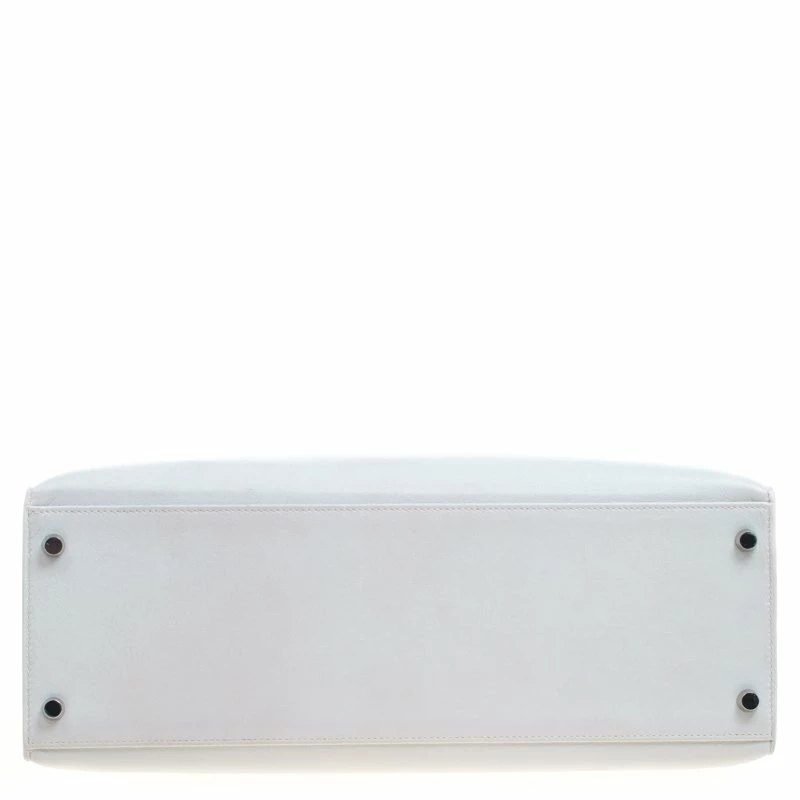 Hermes White Swift Leather Palladium Plated Kelly Flat 35 Bag For Women 8 Hermes White Swift Leather Palladium Plated Kelly Flat 35 Bag For Women - Image 6