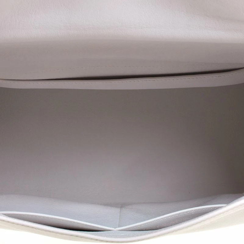 Hermes White Swift Leather Palladium Plated Kelly Flat 35 Bag For Women 9 Hermes White Swift Leather Palladium Plated Kelly Flat 35 Bag For Women - Image 7