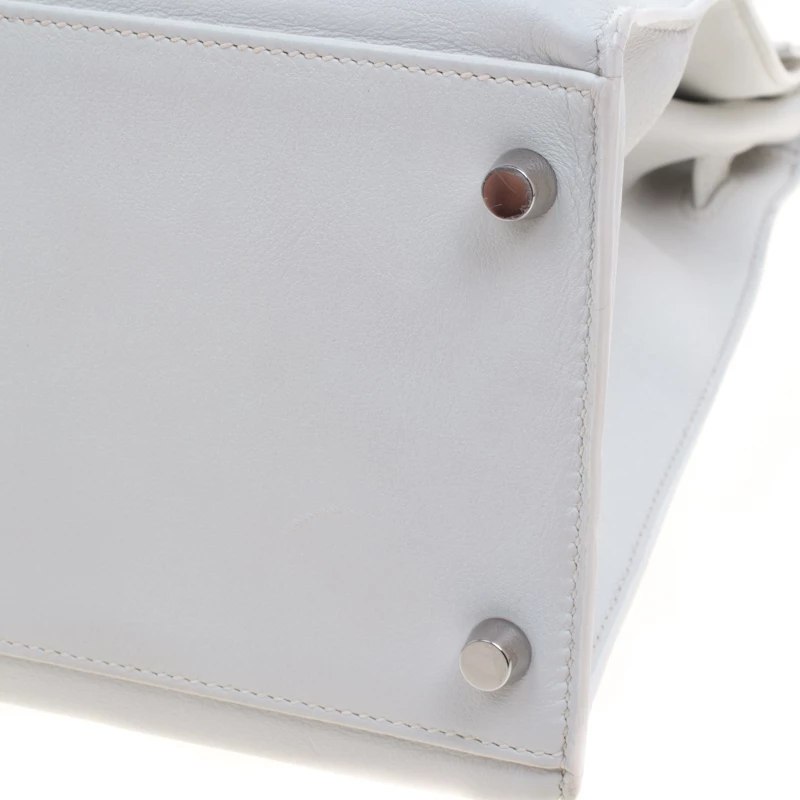 Hermes White Swift Leather Palladium Plated Kelly Flat 35 Bag For Women 14 Hermes White Swift Leather Palladium Plated Kelly Flat 35 Bag For Women - Image 12