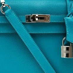 Hermes Blue Paon Chevre De Coromandel Leather Palladium Hardware Kelly Sellier 25 Bag For Women 18 Hermes Blue Paon Chevre De Coromandel Leather Palladium Hardware Kelly Sellier 25 Bag For Women -Deals Hermes Store luxury women hermes used handbags p94670 005