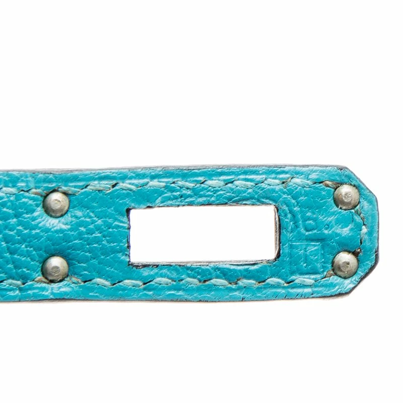 Hermes Blue Paon Chevre De Coromandel Leather Palladium Hardware Kelly Sellier 25 Bag For Women 10 Hermes Blue Paon Chevre De Coromandel Leather Palladium Hardware Kelly Sellier 25 Bag For Women - Image 8