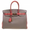 Hermes Etain/Bougainvillea Clemence/Togo Leather Gold Hardware Special Order Birkin 35 Bag For Women