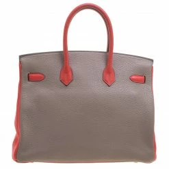 Hermes Etain/Bougainvillea Clemence/Togo Leather Gold Hardware Special Order Birkin 35 Bag For Women -Deals Hermes Store luxury women hermes used handbags p95017 004