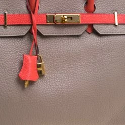 Hermes Etain/Bougainvillea Clemence/Togo Leather Gold Hardware Special Order Birkin 35 Bag For Women -Deals Hermes Store luxury women hermes used handbags p95017 005