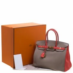 Hermes Etain/Bougainvillea Clemence/Togo Leather Gold Hardware Special Order Birkin 35 Bag For Women -Deals Hermes Store luxury women hermes used handbags p95017 010