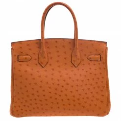 Hermes Tangerine Ostrich Leather Gold Hardware Birkin 30 Bag For Women -Deals Hermes Store luxury women hermes used handbags p95029 004