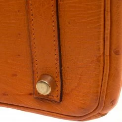 Hermes Tangerine Ostrich Leather Gold Hardware Birkin 30 Bag For Women -Deals Hermes Store luxury women hermes used handbags p95029 011