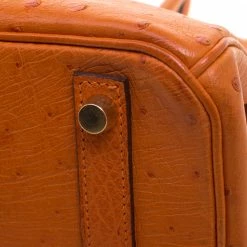Hermes Tangerine Ostrich Leather Gold Hardware Birkin 30 Bag For Women -Deals Hermes Store luxury women hermes used handbags p95029 014