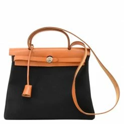 Hermes Bi Color Canvas/Leather 2-in-1 Herbag PM Bag For Women