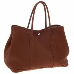 Hermes Brown Brique Fjord Leather Garden Party MM Tote For Women -Deals Hermes Store luxury women hermes used handbags p96310 003