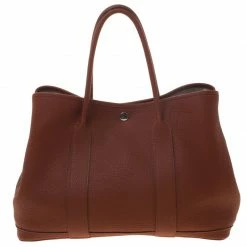 Hermes Brown Brique Fjord Leather Garden Party MM Tote For Women -Deals Hermes Store luxury women hermes used handbags p96310 004