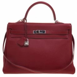 Hermes Ruby Togo Palladium Hardware Kelly Retourne 35 Bag For Women