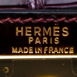 Hermes Dark Marron Crocodile Gold Hardware Kelly Sellier 28 Bag For Women -Deals Hermes Store luxury women hermes used handbags p98264 009